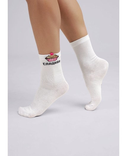 CLE Носки жен.Д5526 8 марта хл+эл, белый