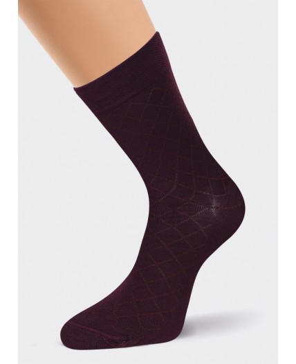 CLE Носки муж.К195Л хл+эл, т.бордовый