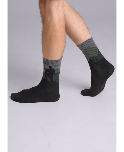 CLE Носки муж.К3384Л 23Ф хл+эл, чёрный