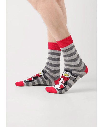 CLE Носки муж.К6475Л НГ хл+эл, меланж т.серый