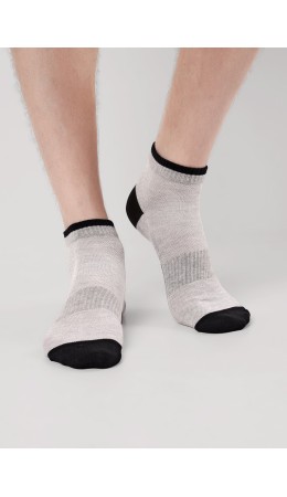 CLE Носки муж.К6528Л сетка хл+эл, меланж серый
