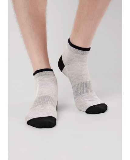 CLE Носки муж.К6528Л сетка хл+эл, меланж серый