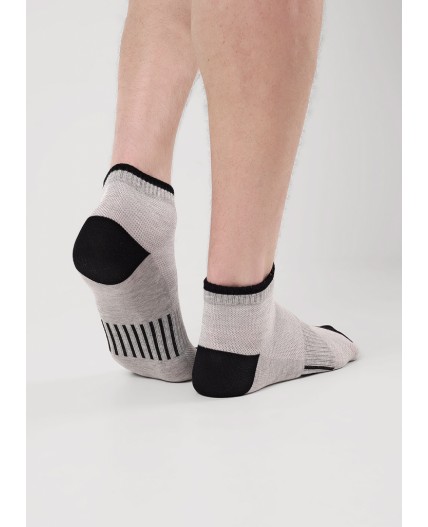 CLE Носки муж.К6528Л сетка хл+эл, меланж серый