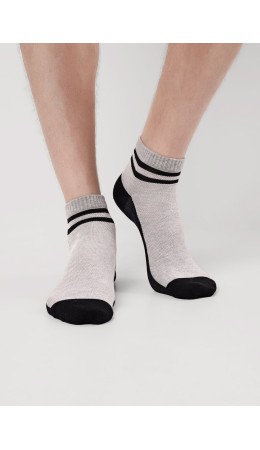 CLE Носки муж.К6529Л сетка хл+эл, меланж серый