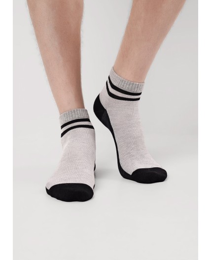 CLE Носки муж.К6529Л сетка хл+эл, меланж серый