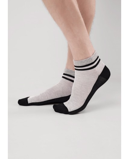CLE Носки муж.К6529Л сетка хл+эл, меланж серый