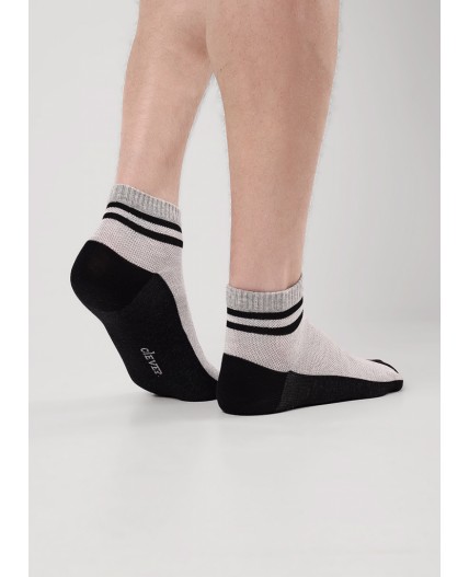 CLE Носки муж.К6529Л сетка хл+эл, меланж серый