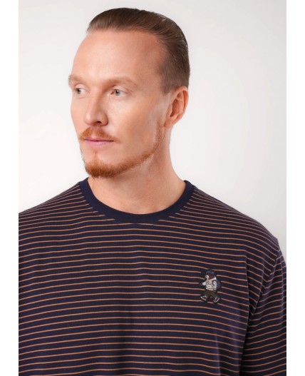 CLE Футболка муж. 452301/17кнт, т.синий/св.коричневый