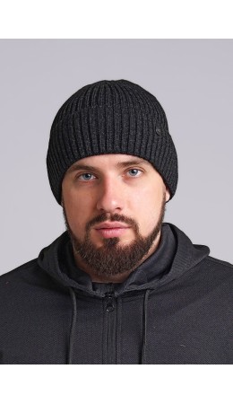 CLE Шапка 433885аш флис, чёрный/меланж т.серый