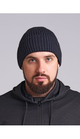 CLE Шапка 433885аш флис, т.синий/меланж т.серый