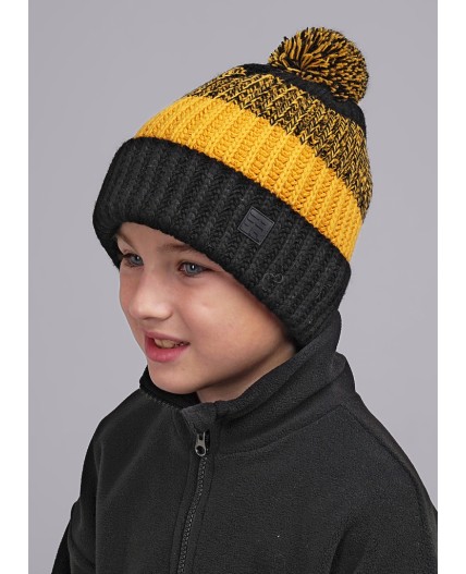 CLE Шапка дет. 433838ап флис, чёрный/горчичный
