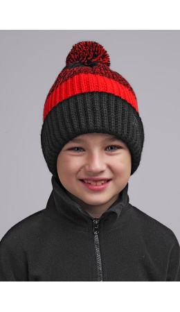 CLE Шапка дет. 433838ап флис, чёрный/оранжевый