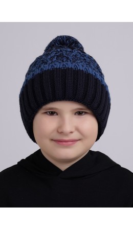 CLE Шапка дет. 444132ап флис, т.синий/св.джинсовый