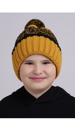 CLE Шапка дет. 444132ап флис, горчичный/чёрный