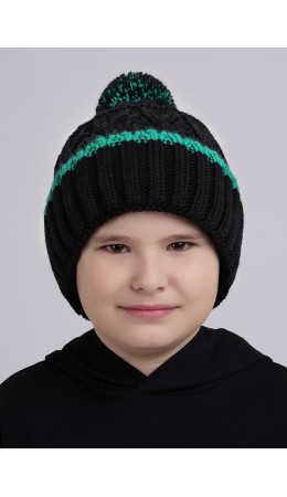 CLE Шапка дет. 444132ап флис, чёрный/зелёный