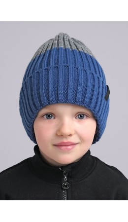 CLE Шапка дет. 444143ап флис, св.джинсовый/меланж серый