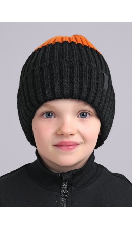 CLE Шапка дет. 444143ап флис, чёрный/оранжевый