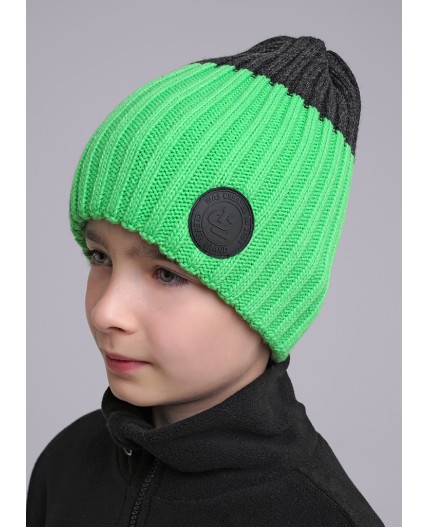 CLE Шапка дет. 444215ап, зелёный/меланж т.серый