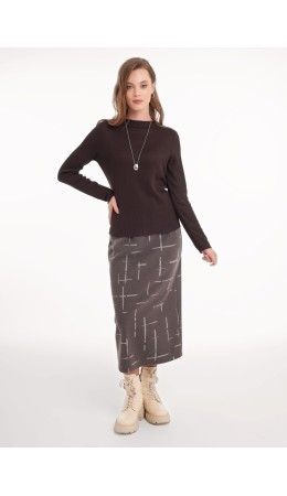 CLE Юбка жен. 157019/187ввэ, т.серый/бежевый