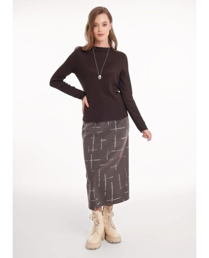 CLE Юбка жен. 157019/187ввэ, т.серый/бежевый