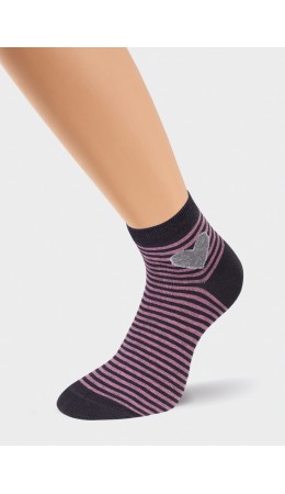 ЭЙС Носки жен.Д116ш хл+эл, т.серый/розовый