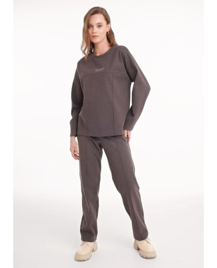 CLE Джемпер жен. 157015/187ввэ, т.серый/т.коричневый