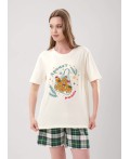 CLE LP15-1199/1 Пижама жен. Новогоднее чудо, молочный/т.зелёный