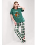 CLE LP15-1199/3 Пижама жен. Новогоднее чудо, т.зелёный/молочный