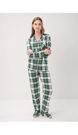 CLE LP15-1199/4 Пижама жен. Новогоднее чудо, т.зелёный/молочный