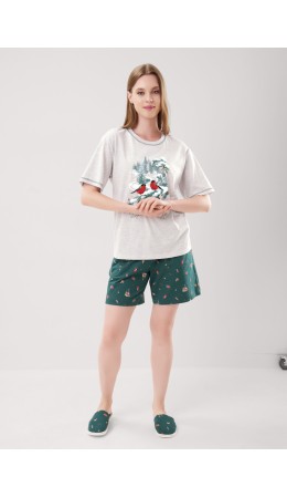 CLE LP15-1201 Набор одежды жен. Морозко, меланж св.серый/т.зелёный