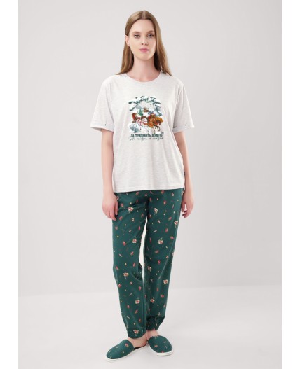 CLE LP15-1201/2 Набор одежды жен. Морозко, меланж св.серый/т.зелёный