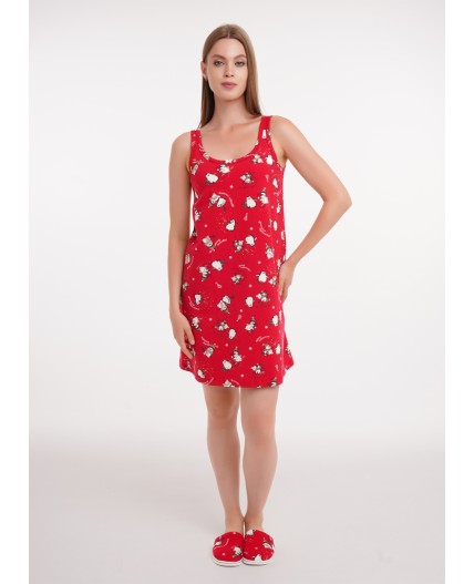 CLE LS15-1202 Сорочка ночн. жен. Конфетти, красный/молочный