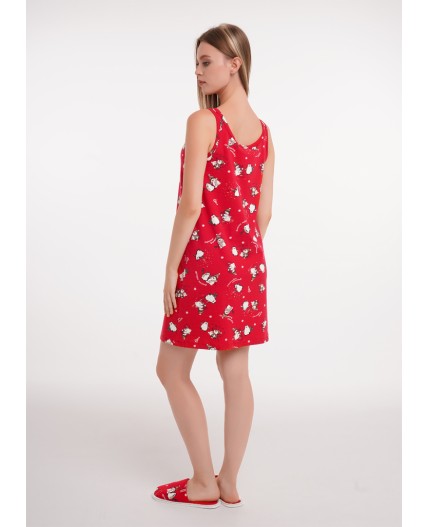 CLE LS15-1202 Сорочка ночн. жен. Конфетти, красный/молочный