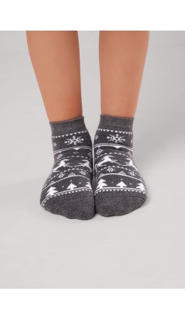 CLE Носки дет.С4550П 12-14,14-16 НГ плюш, меланж т.серый