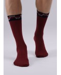 CLE Носки муж.К6414Л лого хл+эл, бордовый