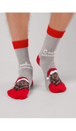 CLE Носки муж.К6560Л НГ хл+эл, меланж серый