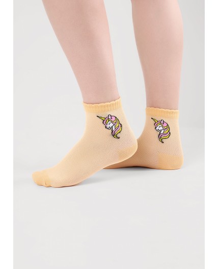 CLE Носки дет.С1568 16-18,18-20 сетка дев, св.жёлтый