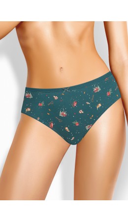 CLE C1201 Трусы жен. Морозко, т.зелёный/красный