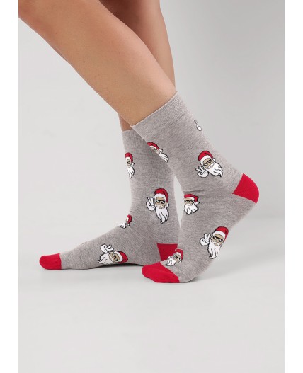 CLE Носки муж.К6559Л НГ хл+эл, меланж серый