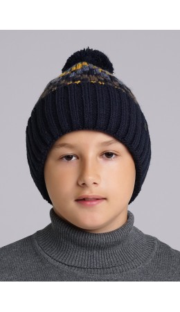 CLE Шапка дет. 433836ап флис, т.синий/горчичный