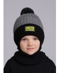 CLE Шапка дет. 433843ап флис, чёрный/меланж серый