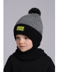 CLE Шапка дет. 433843ап флис, чёрный/меланж серый
