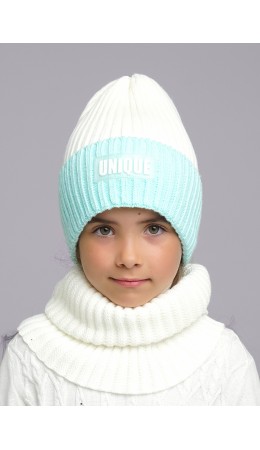 CLE Шапка дет. 433848ак флис, белый/ментоловый