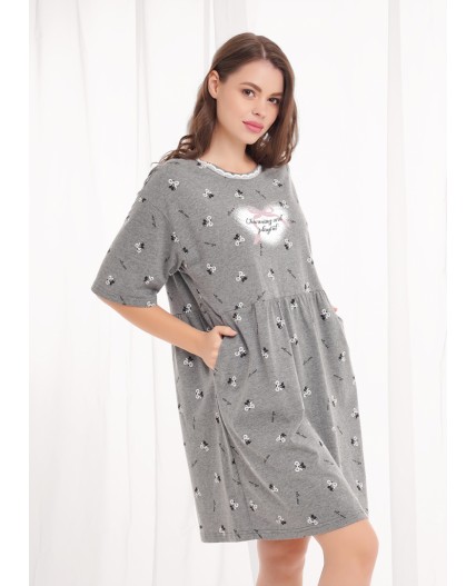 CLE LDR26-1210/2 Платье жен. Жизель, меланж т.серый/белый