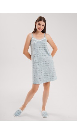 CLE LS15-1209 Сорочка ночн. жен. Луна, св.голубой/молочный