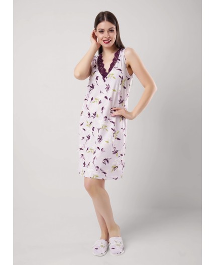 CLE LS15-1183 Сорочка ночн. жен., св.розовый/т.фиолетовый