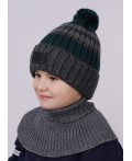 CLE Шапка дет. 423468ап флис, меланж серый/зелёный