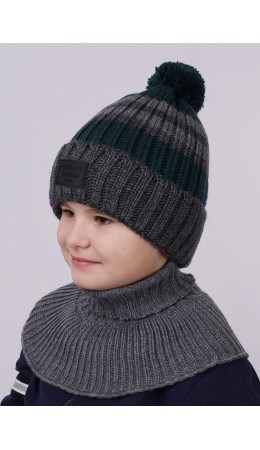 CLE Шапка дет. 423468ап флис, меланж серый/зелёный