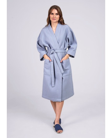 CLE LX24-010р Халат жен. Вафля, голубой