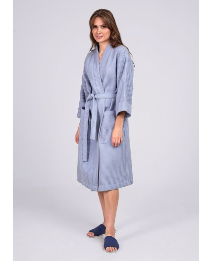 CLE LX24-010р Халат жен. Вафля, голубой